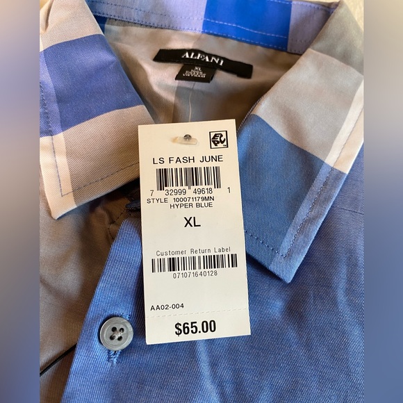 Blue Gray Plaid Long Sleeve Button Down Collared Shirt - Picture 10 of 13